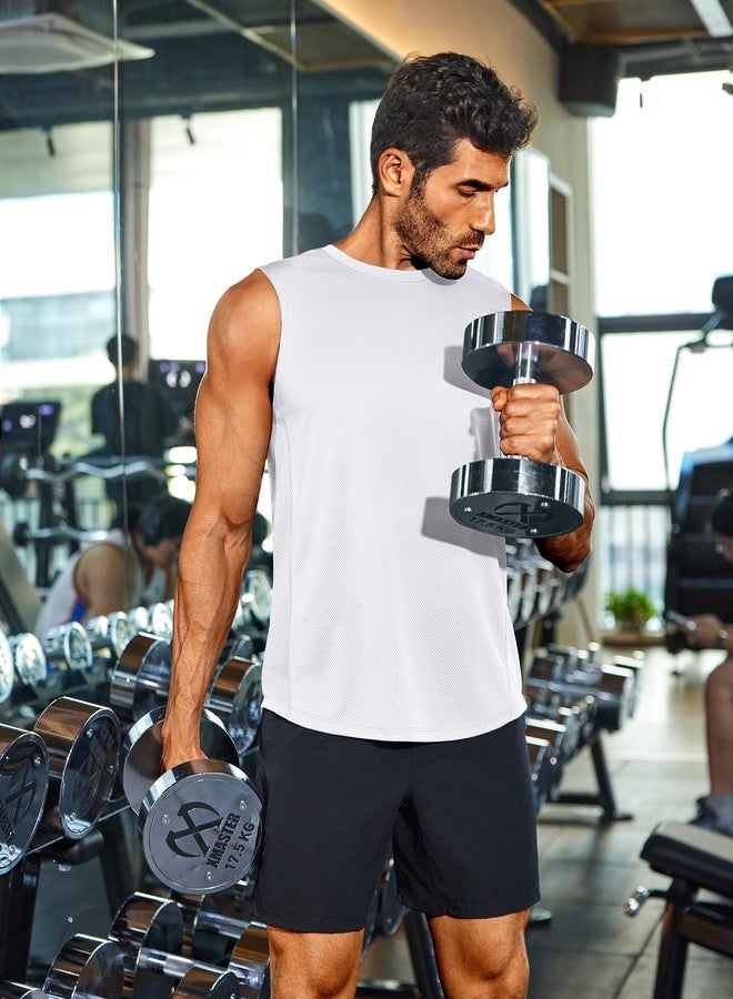 COOFANDY Men's Gym Tank Tops Workout Quick Dry Sleeveless Swim Shirts Beach Top 2 Pack Black/White - Image 5